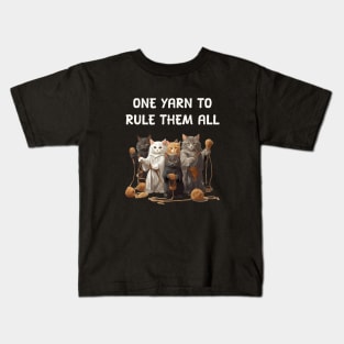 One yarn to rule them all - Cats fellowship Kids T-Shirt
